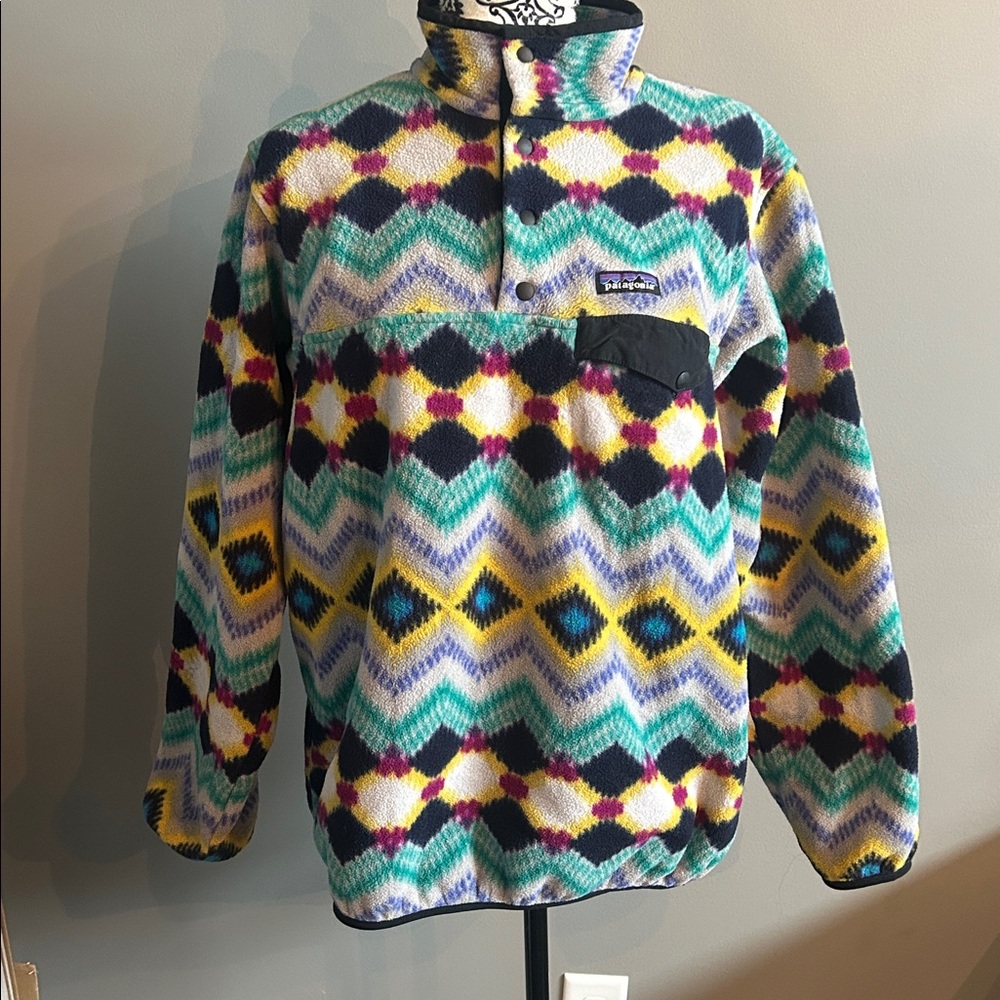 Patagonia Synchilla Snap T Blue Timber Twist Fleece Pullover size XL